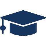 Graduation cap icon on black background