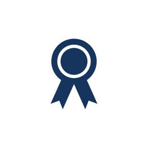 Blue ribbon icon on black background