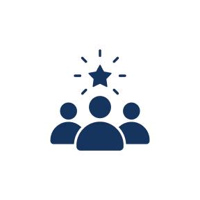 Teamwork symbol with star above figures